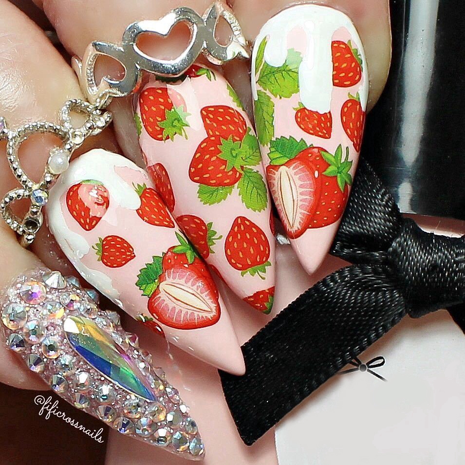 (Hàng Mới Về) Miếng Dán Trang Trí Móng Tay Họa Tiết Trái Cây Xinh Xắn Beautybigbang