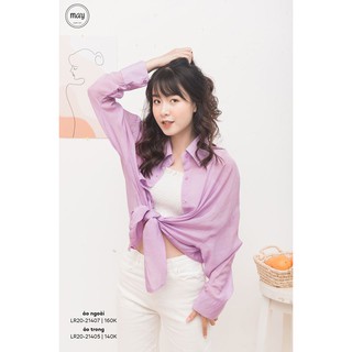 Áo sơ mi oversize trơn cutout lưng #301