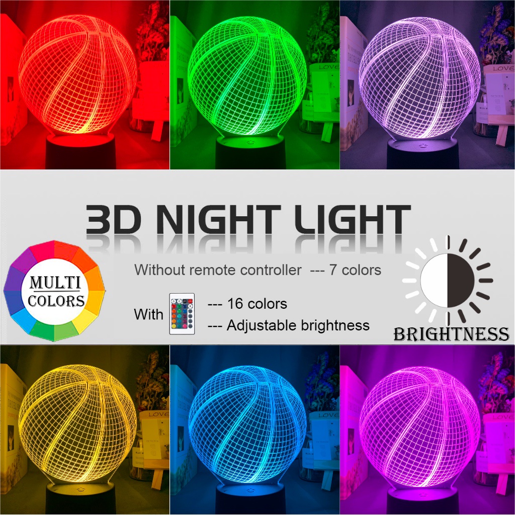 Đèn Ngủ 3d Hình Quả Bóng Rổ Bằng Acrylic Hologram Độc Đáo Trang Trí Phòng Ngủ Cho Học Sinh