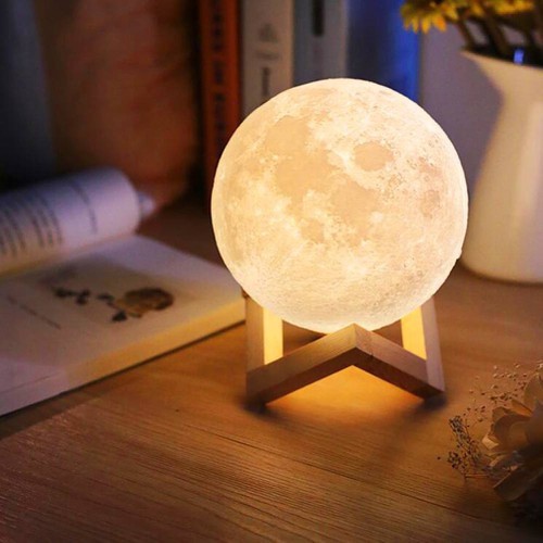 < Video > Đèn ngủ mặt trăng 3D cảm ứng ( chạm, vỗ) đổi 16 màu + điều khiển từ xa trang trí bàn làm việc