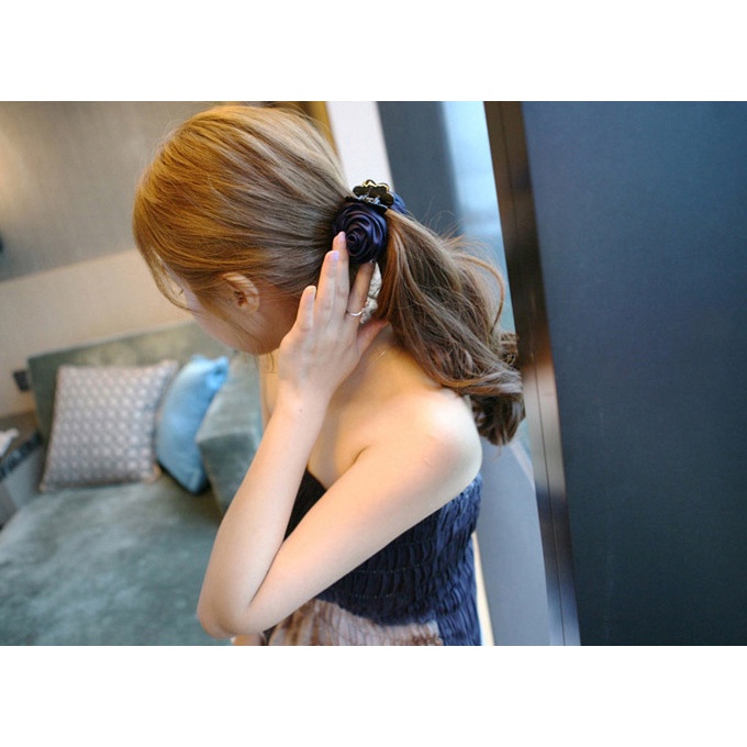 Kẹp Tóc Vải Hàn Quốc Bông Hoa Hồng handmade cao cấp - Kẹp tóc bé gái đuôi ngựa hot trend - Phụ kiện thời trang