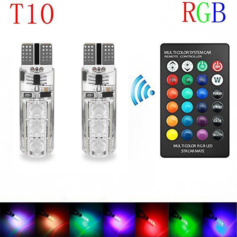 [extremewellknownsuper]T10 5050 Remote Control Car Led Bulb 6 Smd Multicolor W5W Side Light Bulbs