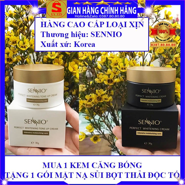 Kem dưỡng trắng căng bóng da mặt cổ tốt chính hãng Sennio hàn quốc dưỡng ẩm cho nam nữ bà bầu ban ngày đêm chống lão hóa