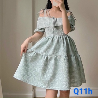 Đầm xốp trễ vai dự tiệc siêu xinh phong cách dịu dàng