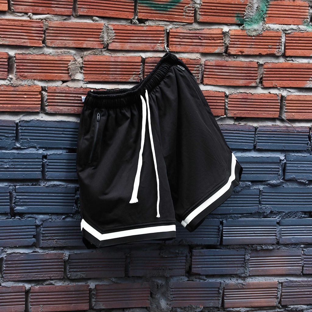Quần short basketball DATINO túi khóa zipper bo xịn 100% cotton 2 chiều form rộng mặc trên gối