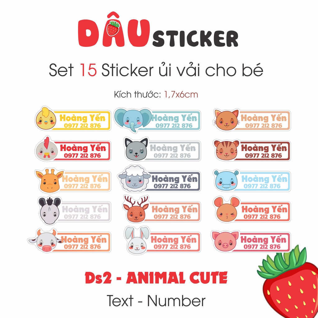DS2 - Set 15 Sticker  ủi tên Cho Bé Theo yêu Cầu - Decal ủi tên học sinh