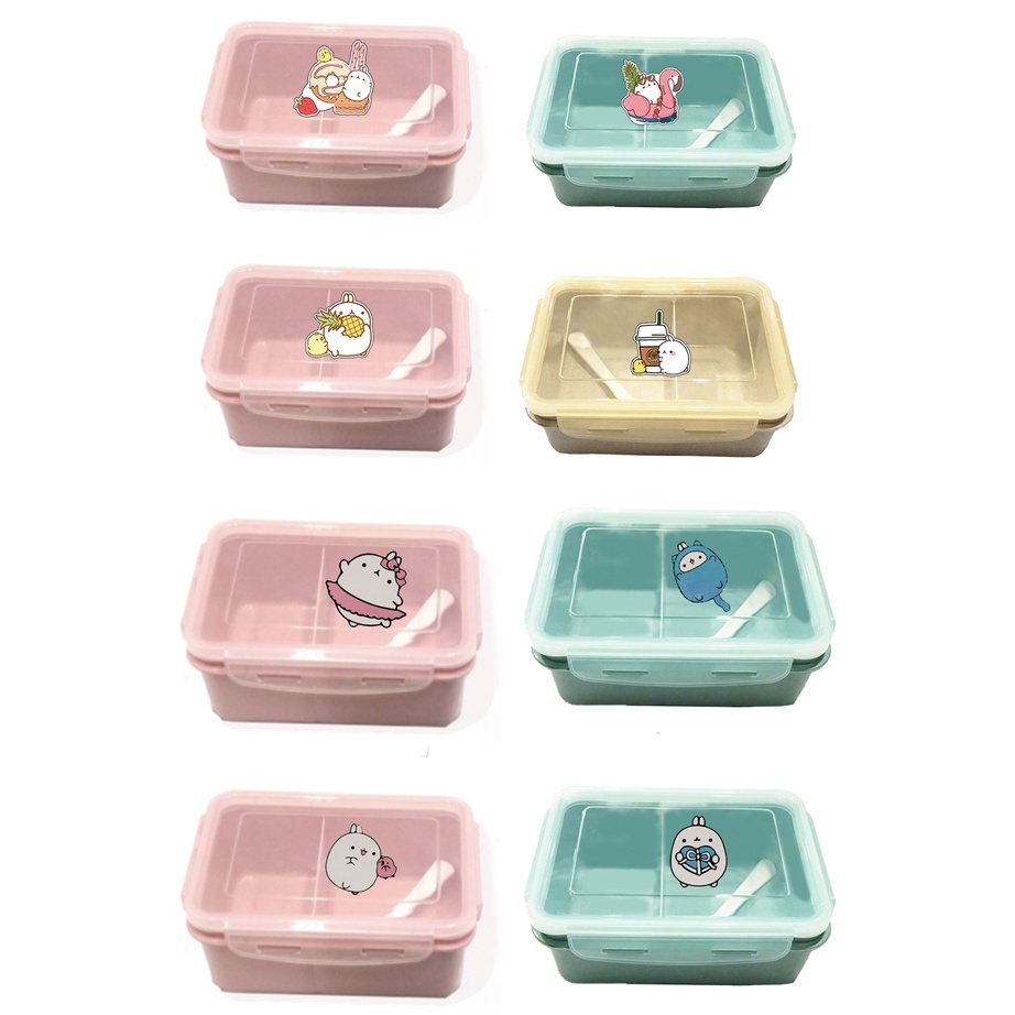 hộp cơm vuông bare bear HCV4 molang gấu brown tonton capoo khủng long hoàng đế mèo bé đào pusheen hộp đựng thực phầm PP