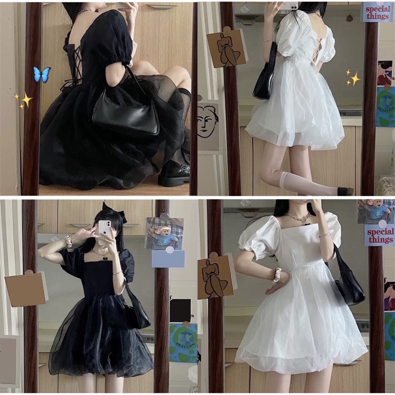 Đầm babydoll cổ vuông (có sẵn)