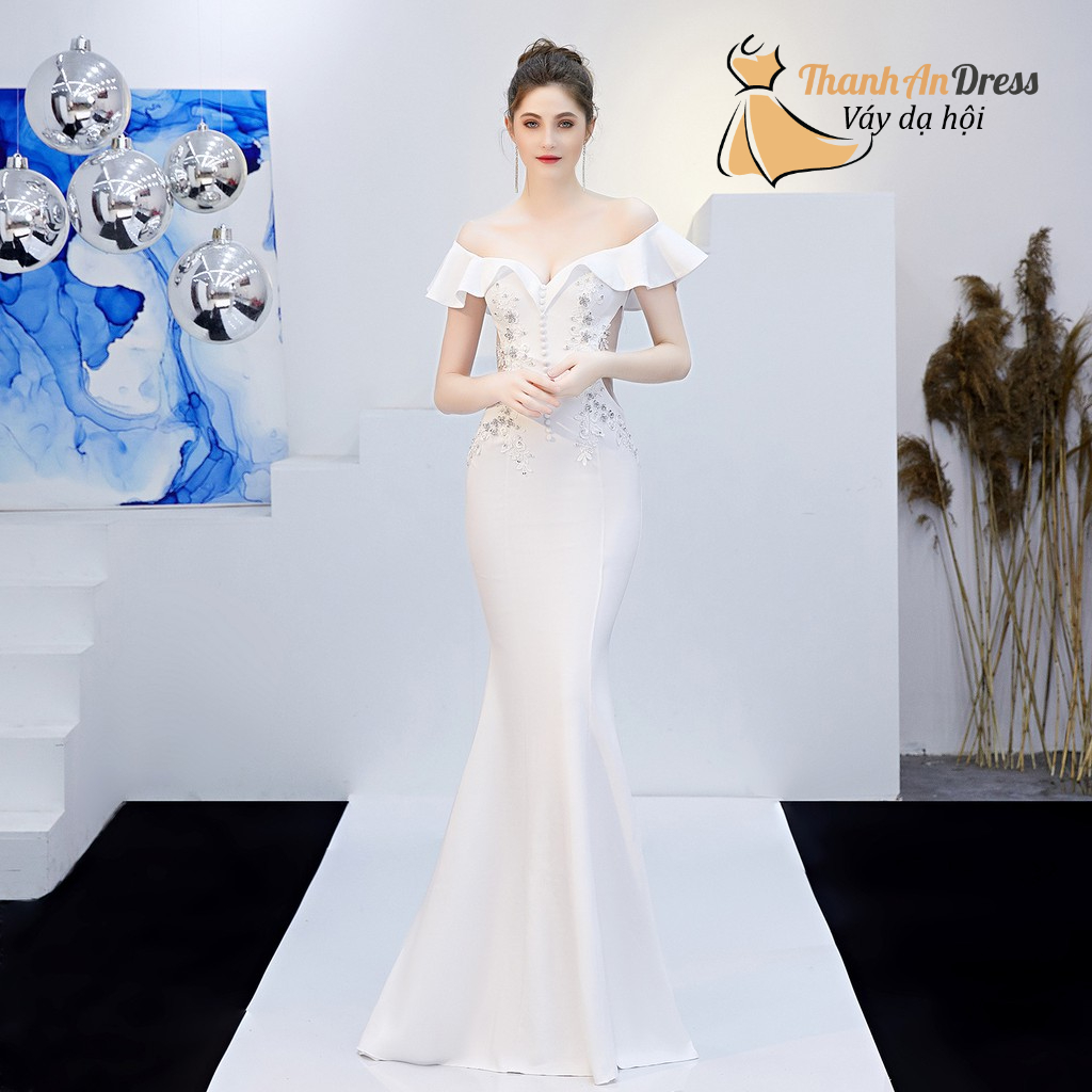Đầm Đuôi Cá Thiết Kế Cao Cấp, Đầm Dạ Hội Trễ Vai Điệu Đà Sang Chảnh