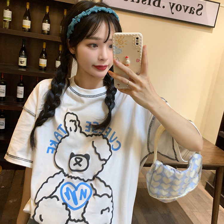 Áo Thun Ngắn Tay In Chữ Nhiều Màu Cho Nữ