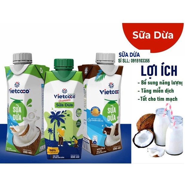 Bao sỉ -1 thùng  Sữa Dừa Vietcoco 330ml/hộp