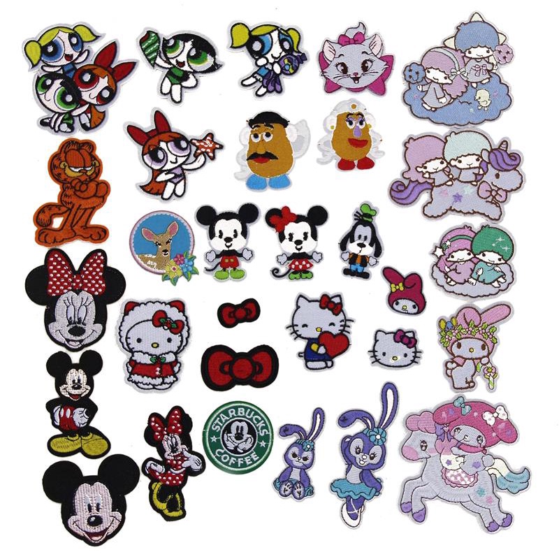 Búp Bê gemini melody powerpuff girls mr... Potato Miếng Dán Ủi Quần Áo Hình mickey / Kem Thêu Hoạt Hình diy Có Thể Ủi Được