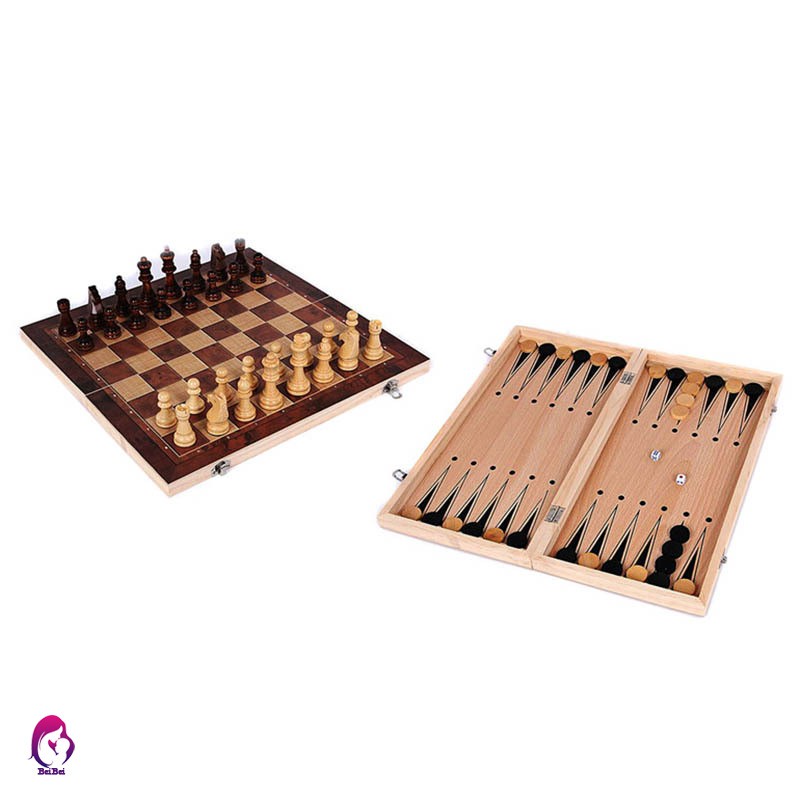 ♦♦ 3 in 1 Wooden Board Game Set Compendium Games Chess Backgammon Draughts