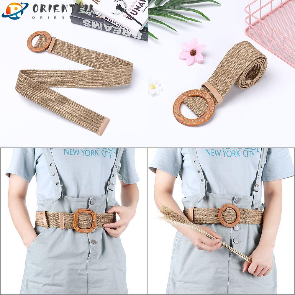 Thắt Lưng Dây Cói PP Khóa Gỗ Thời Trang Cho Nữ