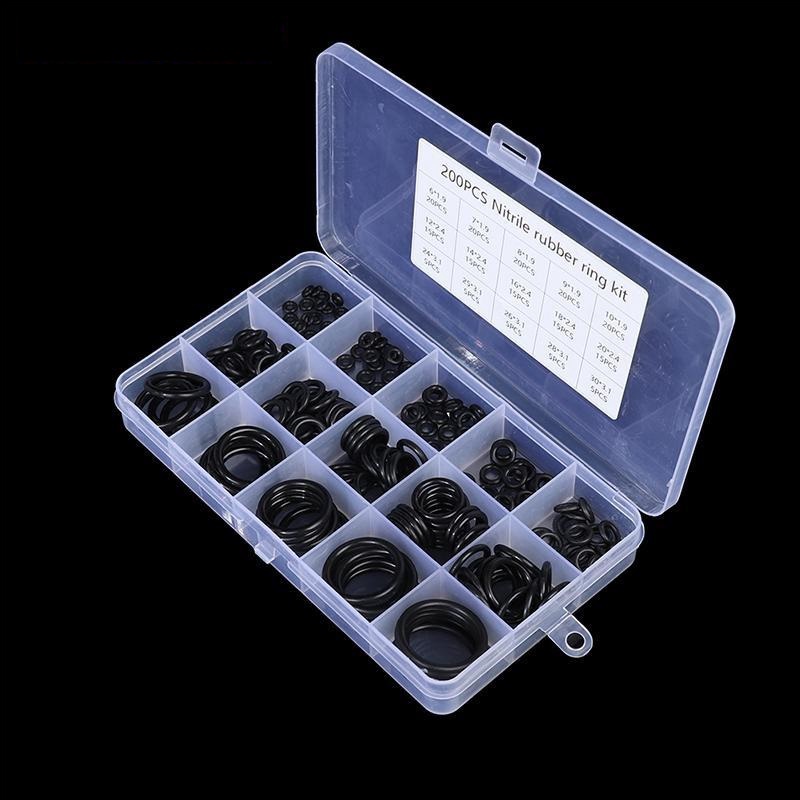 Set 200 vòng đệm cao su tròn Jss cho ống nước xe hơi, ron, gioăng cao su 15 kích thước