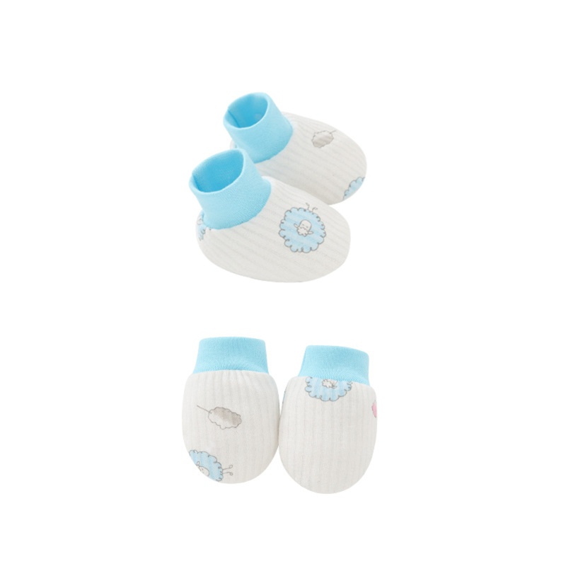 Bộ 2 Đôi Găng Tay Và Vớ Bằng Cotton Mềm Mại Chống Trầy Xước Dành Cho Bé Trai