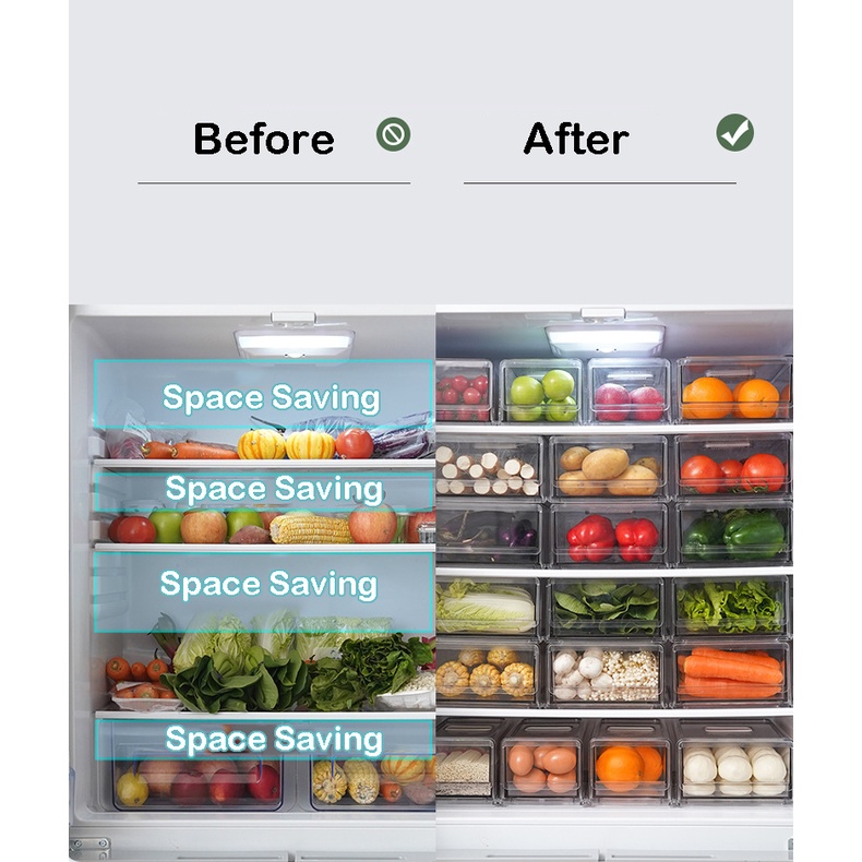 Tủ Lạnh Ngăn Kéo Hộp Lưu Trữ Trái Cây Thùng Tổ Chức Trong Suốt Tủ đông Thịt ăn Chay Tủ Lạnh Tủ Có Thể Xếp Chồng Các Mặt Hàng Nhà Bếp