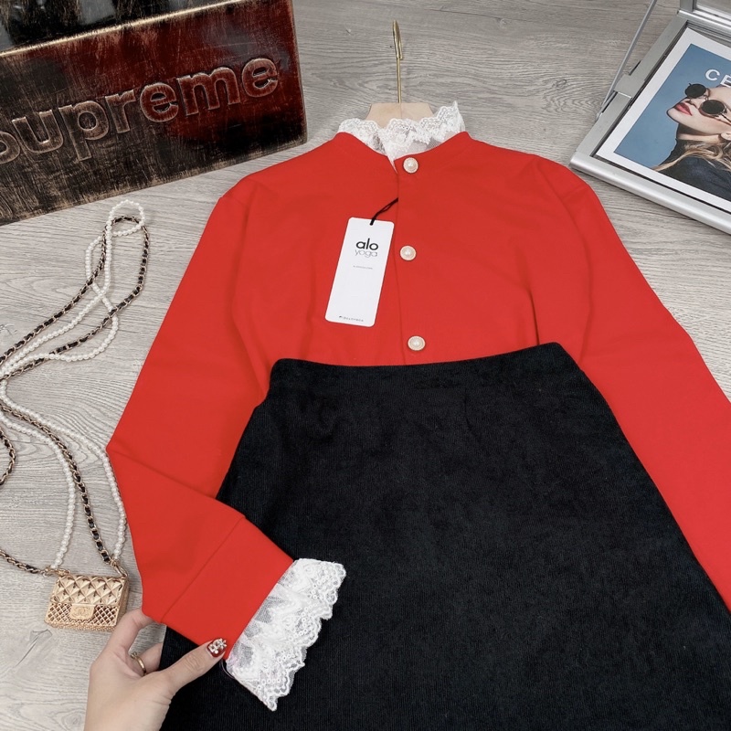Set len đỏ phối ren nữ