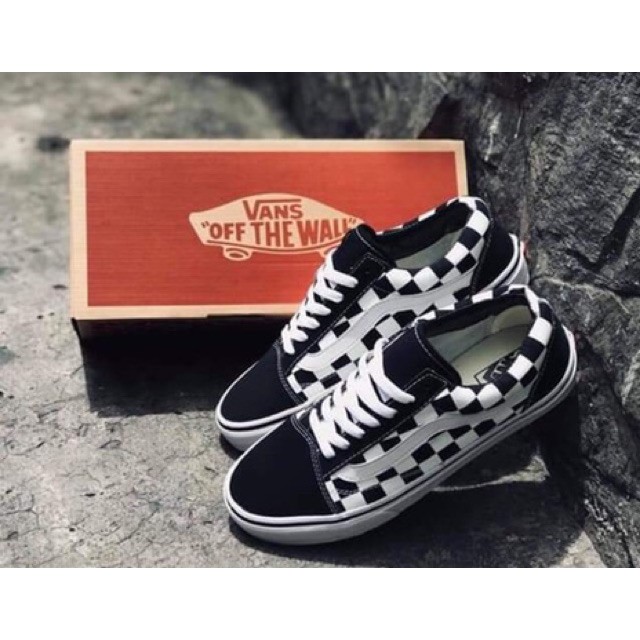 XẢ LV-NEW ⚡ XIÊU SALE- Giầy vans caro trắng đen 1:1 ( full box + free ship ) CKV ✔️ : : : 🔥 XIÊU RẺ * " $ : " `