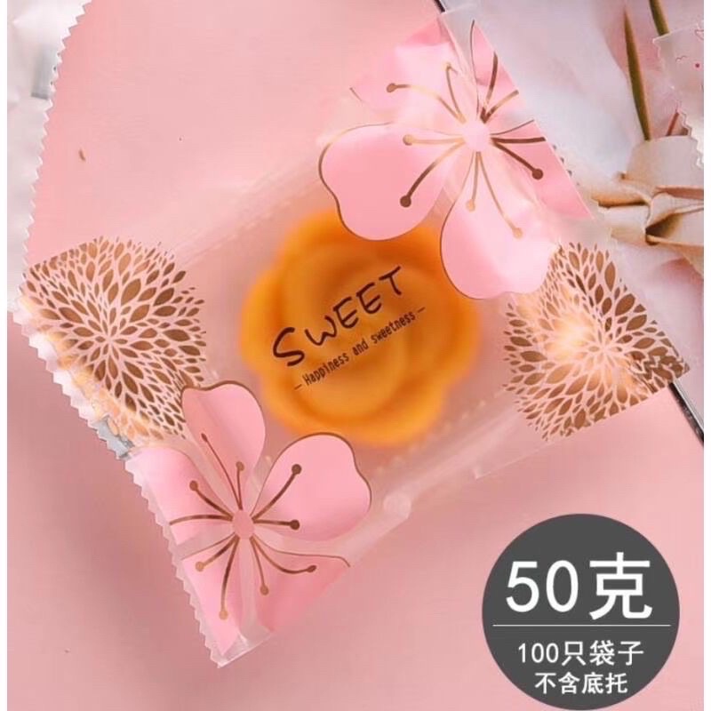 Combo 50 Túi + Khay đựng bánh trung thu hoa anh đào to từ