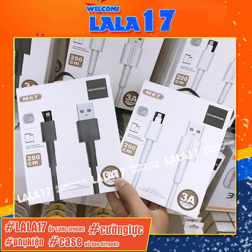 Dây cáp sạc nhanh 2m Chính Hãng Sendem cao cấp Cho Điện Thoại Iphone/IPad/ip/samsung/ss/android/xiaomi/oppo/type/c