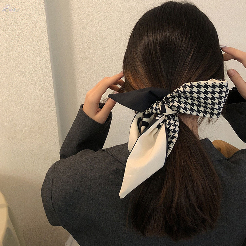 Khăn Lụa Làm Băng Đô Cho Nữ Họa Tiết Đơn Giản Thời Trang Hàn