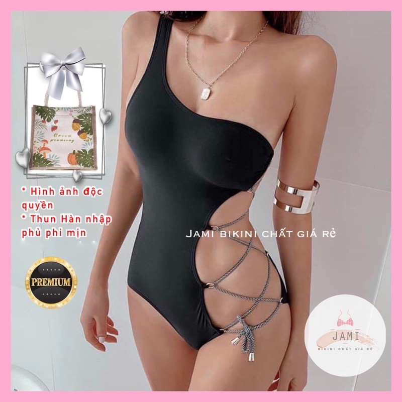 BIKINI đồ bơi nữ bodysuit CAO CẤP LỆCH VAI PHỐI DÂY QUYẾN RŨ ĐI BIỂN JAMI - MOM400