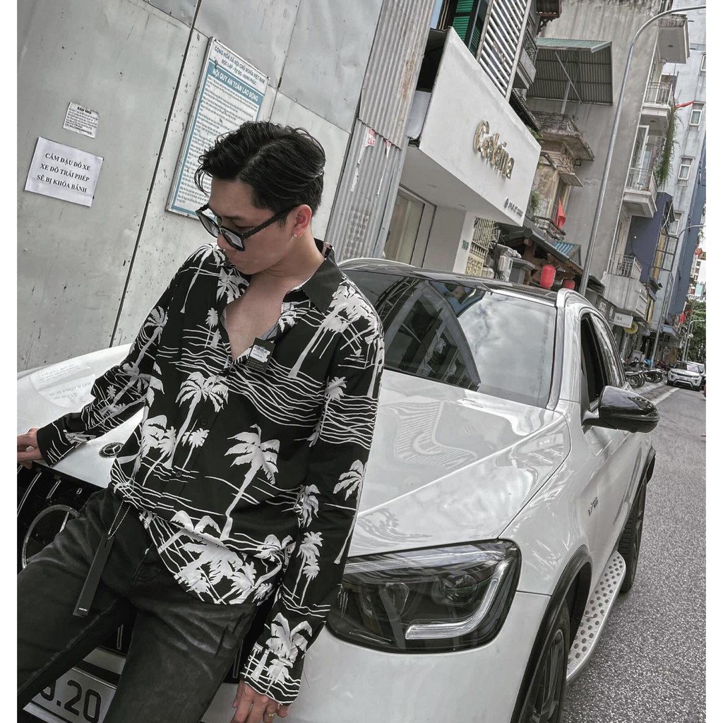 áo sơ mi nam nữ họa tiết cây dừa, cao cấp,from rộng, chất lụa loại 1 | BigBuy360 - bigbuy360.vn