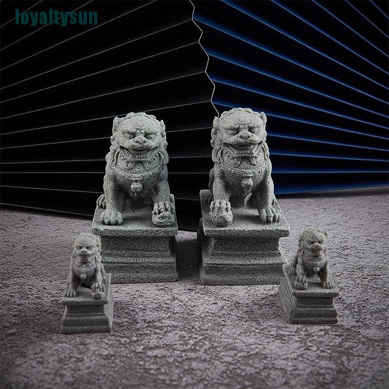 Bộ 2 Tượng Sư Tử mini Bằng Đá Dùng Trang Trí Phong Thủy