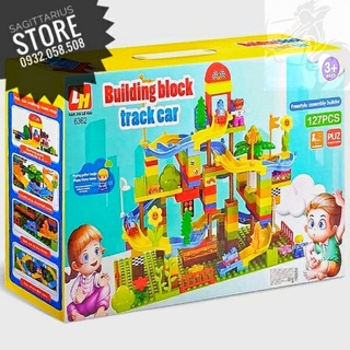 Bộ xếp hình non-lego duplo 6362 lắp ráp đường đua xe - track car