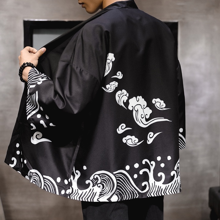 IFNICEFUTURE Áo Khoác Kimono Nam Họa Tiết Thời Trang Phong Cách Nhật Bản