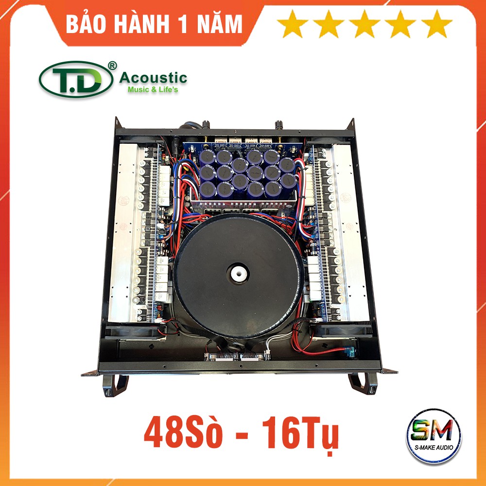 Cục đẩy công suất 4 kênh TD Acoustic MA41000 - Main công suất 4 kênh đánh 2 đôi loa bass 30 - smake audio