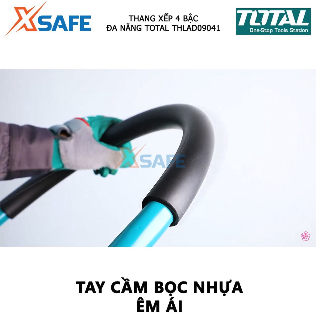 Thang xếp 4 bậc đa năng TOTAL THLAD09041 chất liệu bằng thép, kích thước mỗi bậc 380*260mm, khả năng tải 150kg - XSAFE