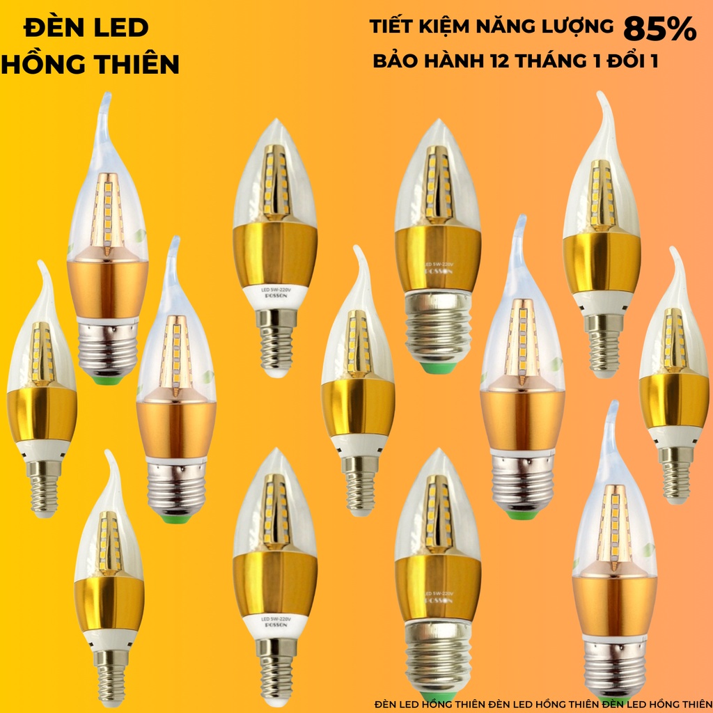 BÓNG ĐÈN NẾN 5w DÙNG CHO ĐÈN CHÙM ĐUÔI E14 VÀ E27