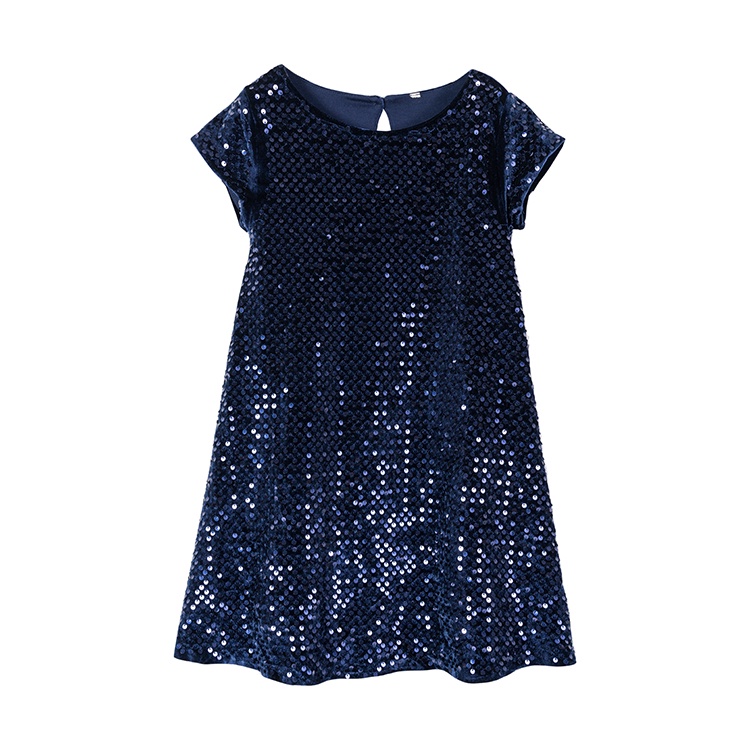 Đầm xanh nhung sequin hàng LITTLE STITCHES