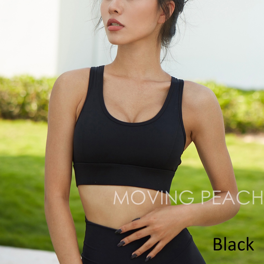 Áo lót thể thao MOVING PEACH có mút nâng ngực chất liệu thấm hút khô ráo nhanh chóng