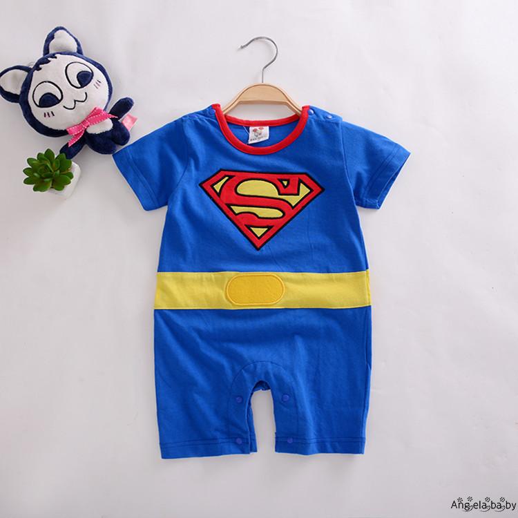 Jumpsuit Ngắn Tay In Hình Siêu Anh Hùng Cho Bé Trai