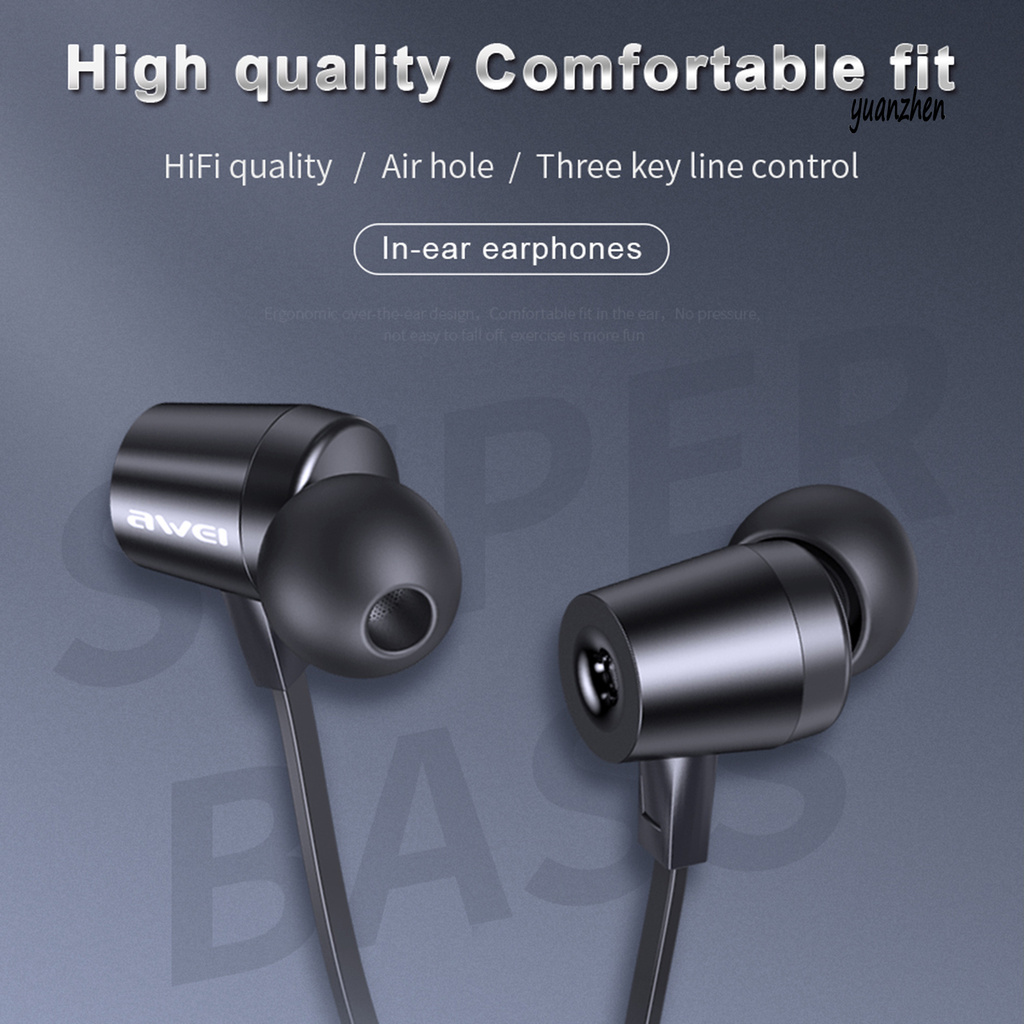 yuanzhen L1 Earphone In-ear Stereo Sound Black Headphone with Mic for MP3