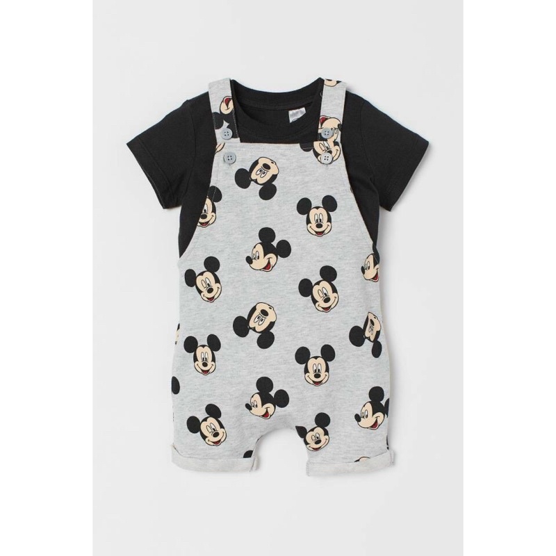 Yếm cho các bé - Set yếm kèm áo Mickey Hm cho bé trai size1-6t