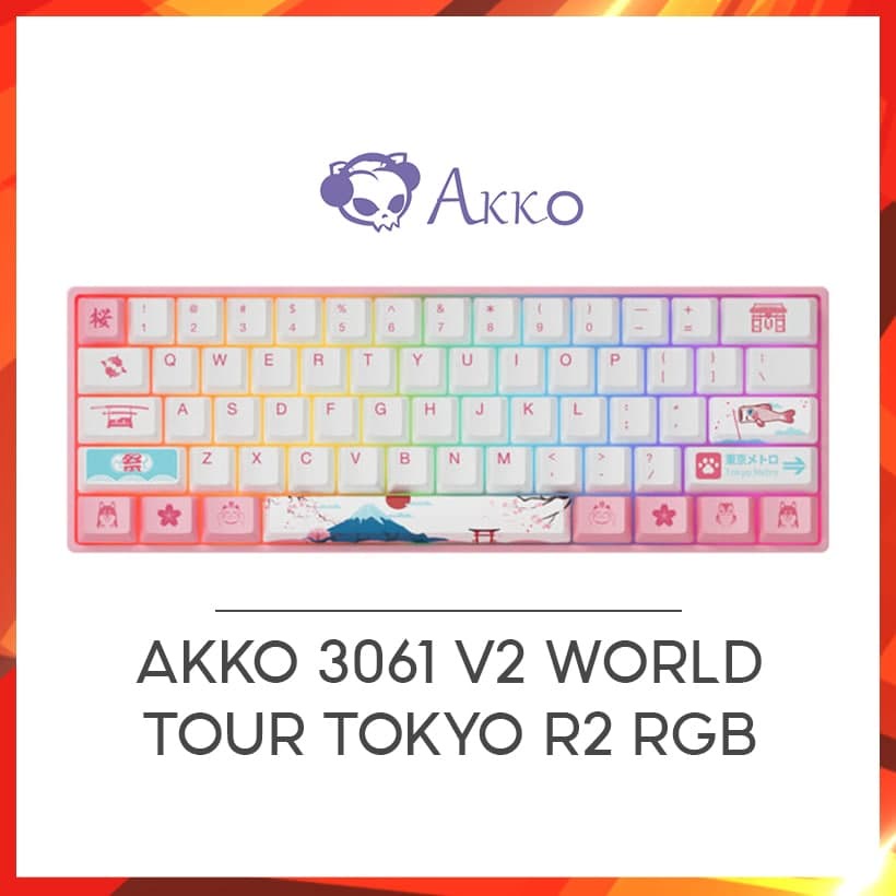 Bàn phím cơ AKKO 3068B / 3061 v2 World Tour Tokyo R2 RGB (Gateron switch / Foam tiêu âm / Pre-Lubed)