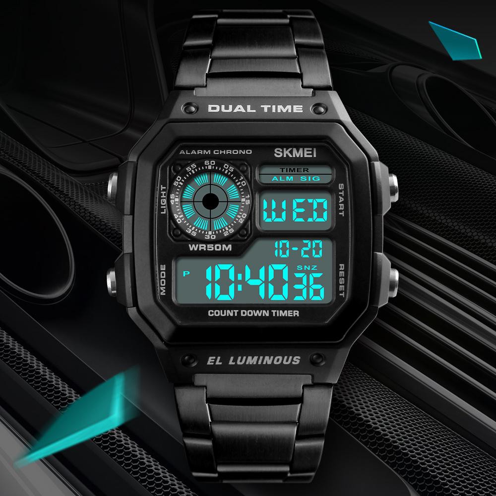 Đồng hồ thể thao điện tử nam Skmei 1335G Digital Watch dây thép không gỉ