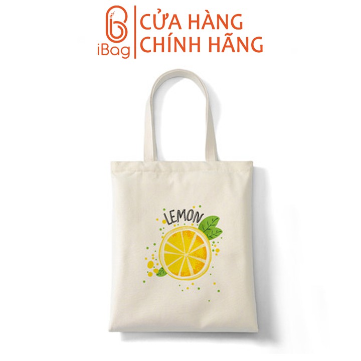 Túi tote vải canvas IBAG nữ phong cách ulzzang dáng unisex in hình lemon N035