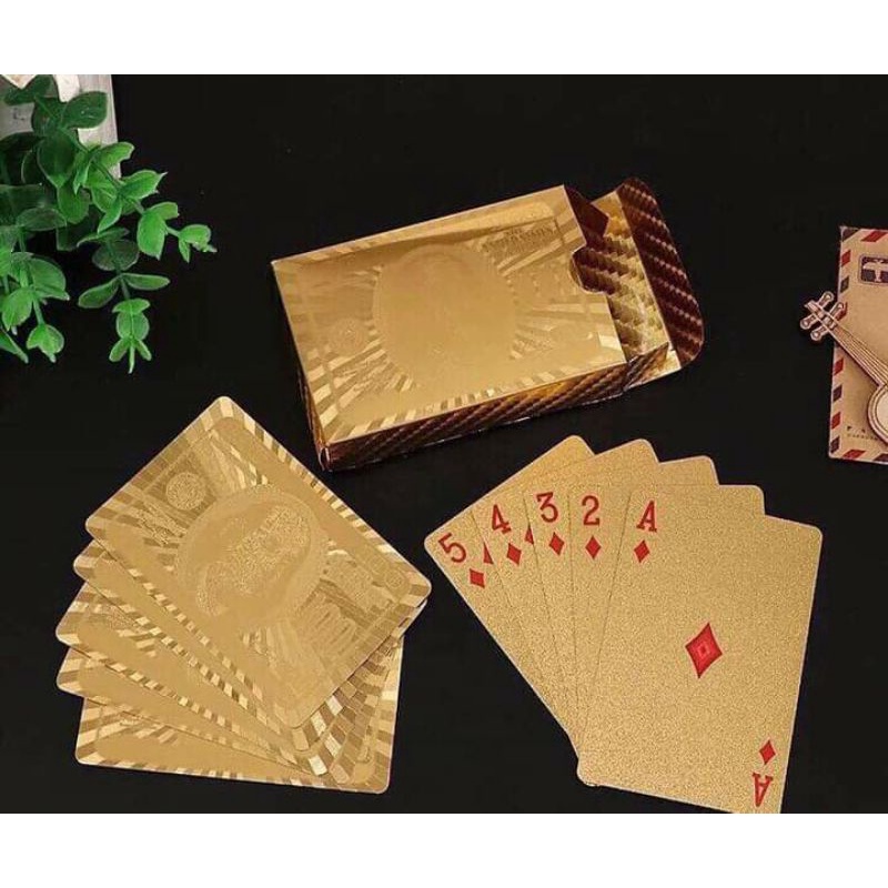 Bộ Bài Tây Mạ Vàng, Bài Nhựa Chống Nước, Chống Rách, Tú Lơ Khơ