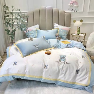 Bộ chăn ga gối Lụa cao cấp Teddy bear 6 món