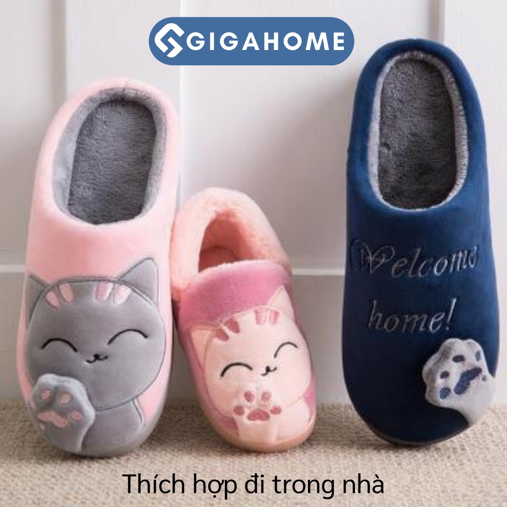 Dép Bông Bít Mũi Nam Nữ Đi Trong Nhà GIGAHOME Quai Hình Mèo Cute 7779