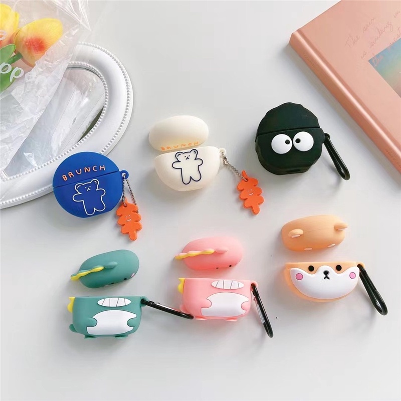 Vỏ Bảo Vệ Hộp Sạc Tai Nghe Lenovo LP40 Pro Chất Liệu Mềm Hình Chú Gấu Dễ Thương