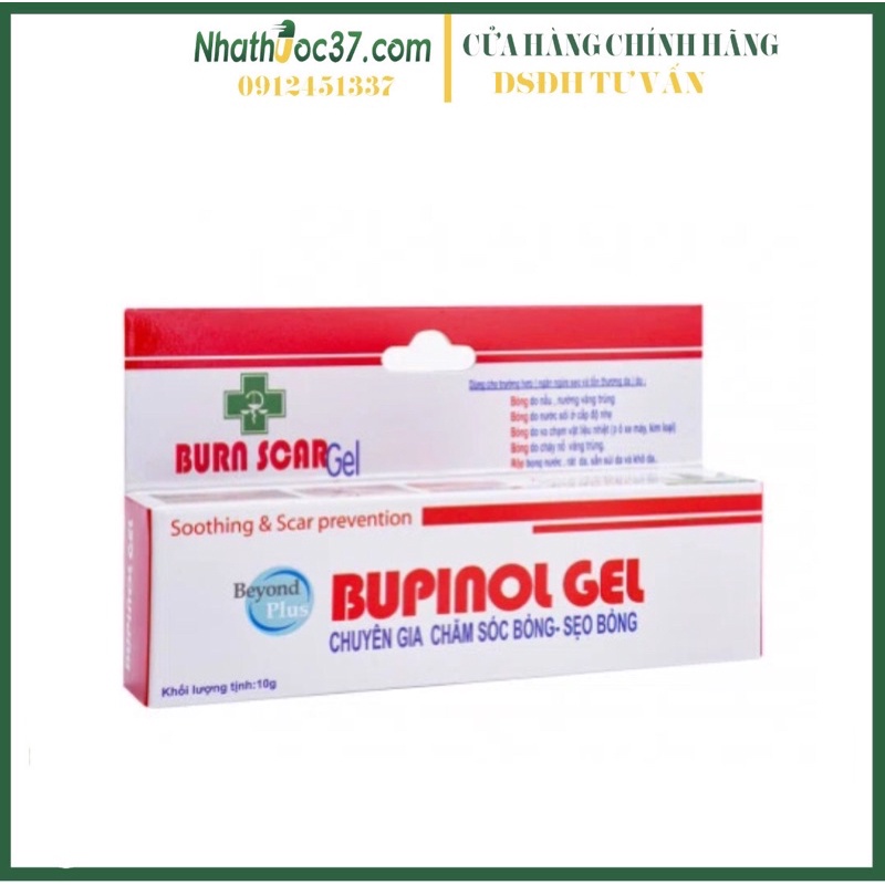 Bupinol Gel chuyên gia chăm sóc sẹo bỏng. Gel chăm sóc vết bỏng, mờ sẹo bỏng, dưỡng ẩm, làm mát da