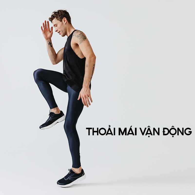 Áo thun thể thao tank top nam run dry DECATHLON chuyên chạy bộ, nhanh khô - đen