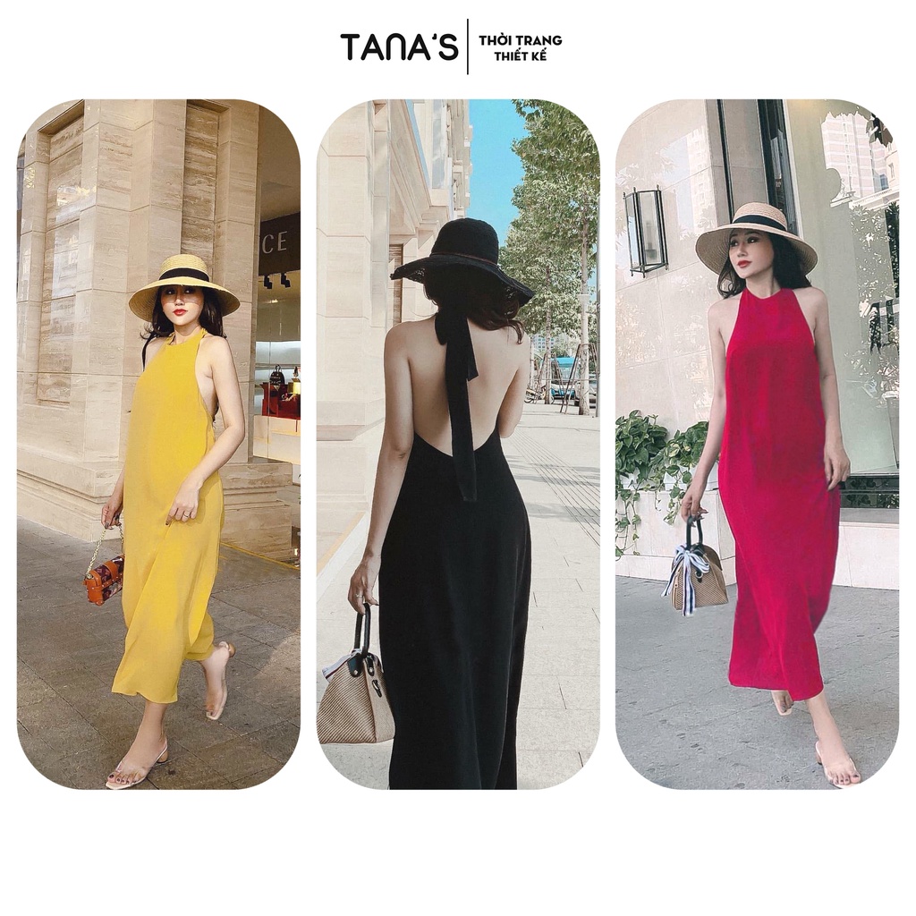 Đầm maxi cổ yếm hở lưng (3 màu) Đầm_maxi_hở_lưng