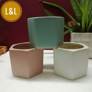 Chậu bát tràng hình lục giác size nhỏ trồng cây cảnh để bàn, sen đá, xương rồng, cây phong thủy, tiểu cảnh